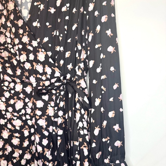 PAIGE Carrie Ann Floral Long Sleeve Wrap Dress with Ruffle Hem Size M - Picture 6 of 11